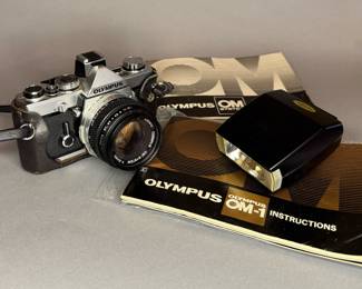 Olympus OM-1 35mm SLR Film Camera with Flash