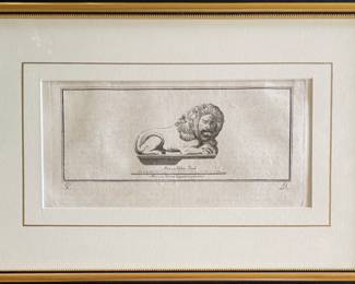 Ancient Roman Statue from the series "Antiquities of Herculaneum" Framed Etching 