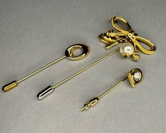 Vintage Salvatore Ferragamo Gold Tone Stick Pins