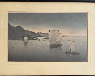Suzuki Kason Woodblock Print “Kominato Harbor”