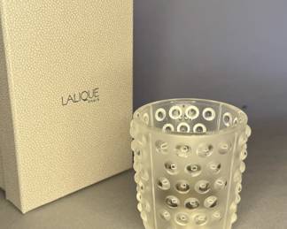 Lalique Crystal Mossi Votive, two available
