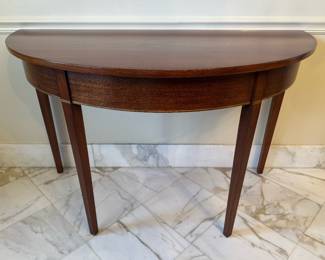 Mahogany Demi Lune Console Table, two available