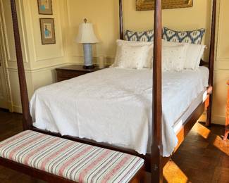 Mahogany Four Poster Canopy Bed, Full Size