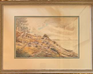 Antique Signed Landscape Watercolor 