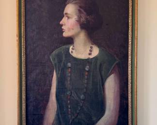 Vintage Oil on Canvas Portrait of a Lady