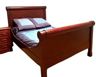 Full Size Land of Nod Walnut Sleigh Bed