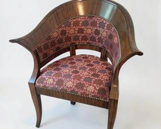 Pair of Switzer Austrian Biedermeier Style Club Chair in Walnut 