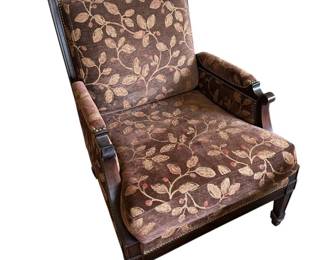 Ruhlmann Hand Carved Lounge Chair in Walnut