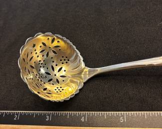 S36 - $75. 40 grams, Sterling silver ladle. Frank M Whiting. Monogrammed "EBY"