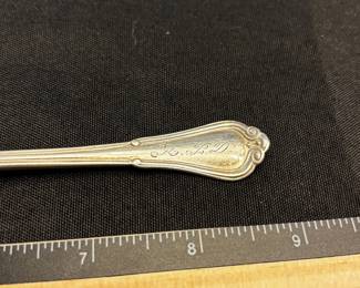 S12 - $40. 26 gram sterling silver fork. Monogrammed "RBD" PAT 1903