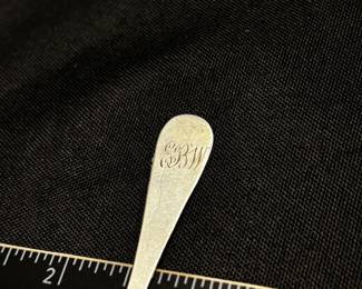 S3 - $55. 33.9 grams, 6 pc Frank M Whiting sterling spoons. Monogrammed "EBW"