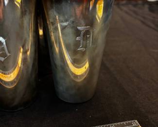 S49 - $2,250. 6 pc set. Stieff Sterling Silver Cups. Monogrammed "D". Includes protective bags and *Original Stieff Box!*