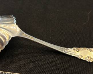 S36 - $75. 40 grams, Sterling silver ladle. Frank M Whiting. Monogrammed "EBY"