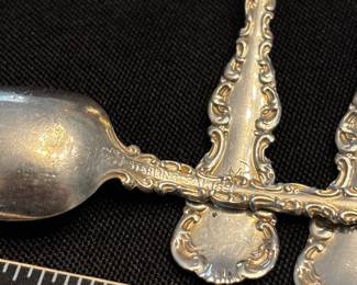 S28 - $95. 48 grams, 6 pc sterling silver spoon set. Monogrammed "W"