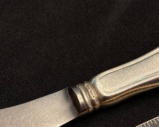 S2 - $7,000. 121pc Steiff Sterling Silver Flatware Set. Monogrammed "D". 17 dinner forks, 19 salad forks, 12 dinner knives, 6 butter knives, 1 fish knife, 10 iced tea spoons, 10 soup spoons, 11 dessert spoons, 8 dinner spoons, 11 butter/cheese spreaders, 7 serving spoons, 2 serving forks, 2 gravy ladles, 2 pie/cake serving spatulas, 1 small ladle, 1 olive fork, 1 carving fork. Weight available upon request. 