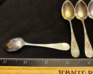 S3 - $55. 33.9 grams, 6 pc Frank M Whiting sterling spoons. Monogrammed "EBW"