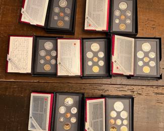 S58 - $225. Royal Canadian Mint Proof Sets - with Commemorative Silver Dollars. 1988,89, 91.92,94, 96,97. 