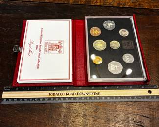 S55 - $20. 1986 United Kingdom Proof Coin Collection with Certificate of Authenticity. Red Leather Case. 