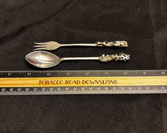 S5 - 40 grams. George W. Shiebler & Co. demitasse spoon and pastry fork. sterling silver 3298 "EBY"