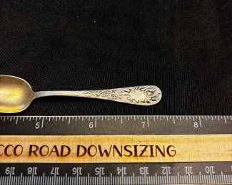 S29 - $25. 8 grams, R. Wallace & Sons sterling silver spoon. Monogrammed "EBW"