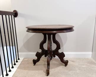Antique Victorian Walnut Lamp Parlor Side Table