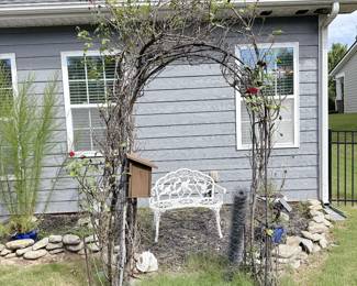 Metal Garden Arch - White Metal Rose Garden Bench