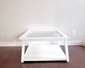 White Glass-Top Square Coffee Table