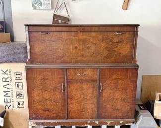 Vintage Burr Walnut Veneer Drink Cabinet