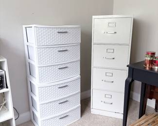 Basket-Weave White Storage Containers - White 4-Drawer Filing Cabinet