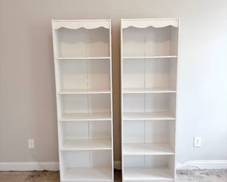 Pair of Tall Frost White Bookcases