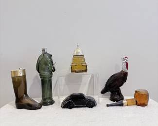 Avon Wild Turkey Aftershave Decanter - Avon Corn Cob Pipe Bottle - Avon Volkswagen Beetle decanter - Avon Capital Gold Dome Decanter - Avon Pony Post Decanter - Avon Smokey Amber Leather Boot Bottle