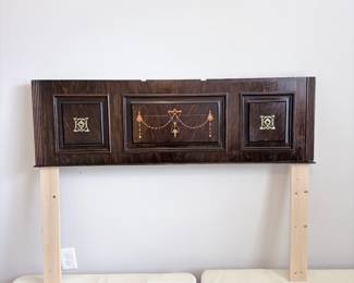 Vintage Dark Wood Panel Headboard