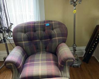 Custom upholstered chair and ottoman