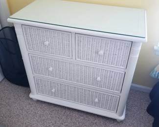 4-drawer white wicker dresser