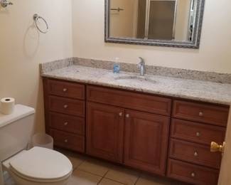 Bath vanity; mirror; toilet