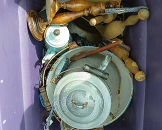 Enamelware and wood items