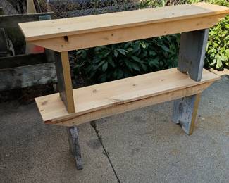 Hand crafted benches and one other