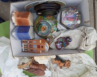 Cloisonne, delft houses , Russian boxes
