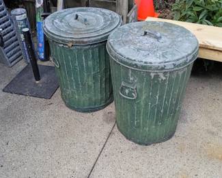 Vintage trash cans with lids