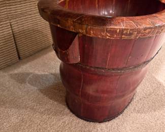 Chinese elmwood bucket 15.5"h x 19.5"w 15"d