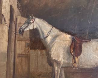 19th century oil painting of horse signed Smith canvas size 18"h x 26"w 