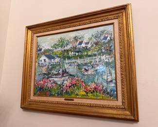 Yolande Ardissone (1927 - 2024) acrylic painting under glass 21"h x 27.5"w 