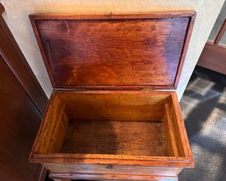Antique chest on stand   22"h x 19"w x 11"d