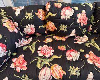 Custom floral sofa 27"h x 72"w x 32"d  seat height 18"  one cushion split at seam 