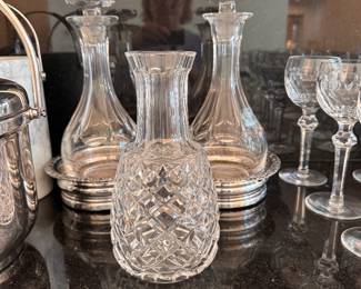 Crystal decanters & silver-plate wine holders