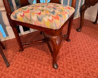 Queen Anne-style mahogany corner chair    32"h  seat height 17"Signed  18th c. Queen Anne mahogany corner chair    32"h  seat height 17"