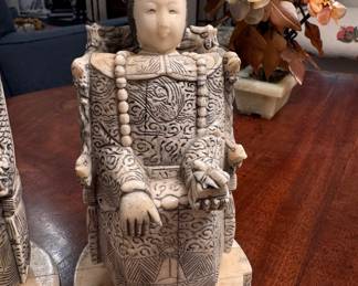 Pr. Chinese bone emperor and empress figures 7.5"h