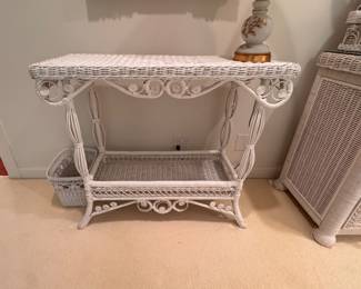 Wicker console table    32"h x 36"w x 14"d 