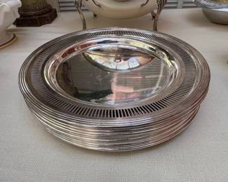 12 Sterling 10" plates monogramed K  3664 grams