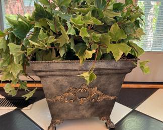 Brass & tin planter 13"h x 15"w x 16"d